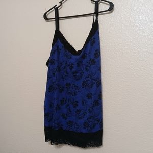 Twist Tees Violet Purple Floral Stretch Camisole Top Lace Trim Goth
